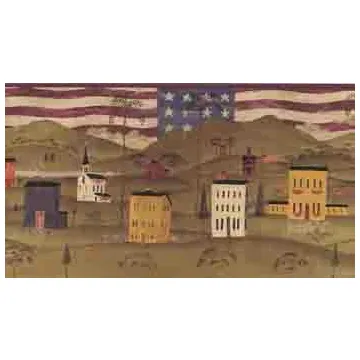 Patriotic Colonial Houses Wallpaper Border