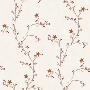 Hearts & Crafts Iii Star Berry Vine Wallpaper