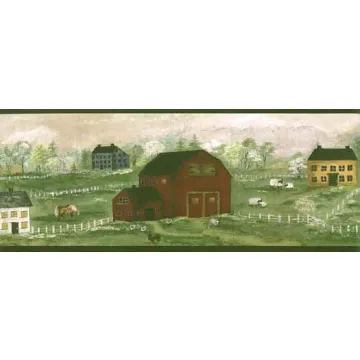 Country Farm Black Wallpaper Border
