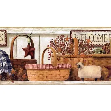 Country Baskets Wallpaper Border