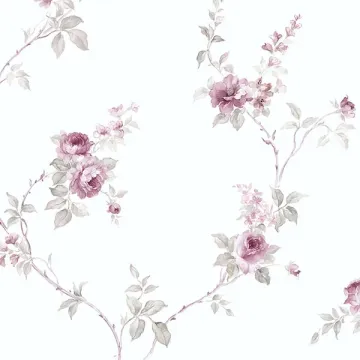 RG35716 White Wedding Trail Wallpaper Pink, Grey Rose Garden 2 Norwall Wallcovering