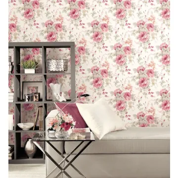 RG35722 La Rosa Wallpaper Pink, Grey Rose Garden 2 Norwall Wallcovering