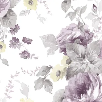 RG35725 La Rosa Wallpaper Grey, Purple Rose Garden 2 Norwall Wallcovering
