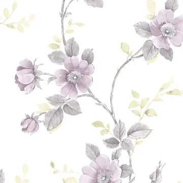 RG35729 Poppy Wallpaper Grey, Purple Rose Garden 2 Norwall Wallcovering