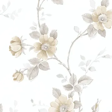 RG35731 Poppy Wallpaper Beige, Grey Rose Garden 2 Norwall Wallcovering