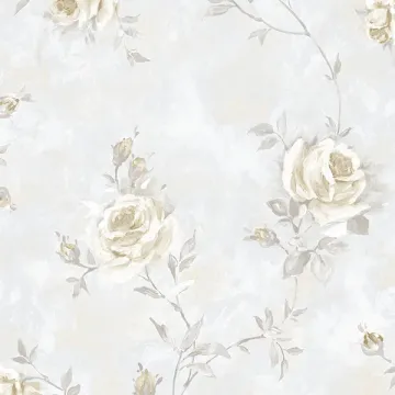 RG35735 Painted Rose Trail Wallpaper Beige, Grey Garden 2 Norwall Wallcovering
