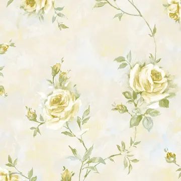RG35736 Painted Rose Trail Wallpaper Cream, Yellow, Green Garden 2 Norwall Wallcovering