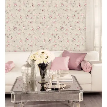 RG35738 Painted Rose Trail Wallpaper Pink, Grey Garden 2 Norwall Wallcovering