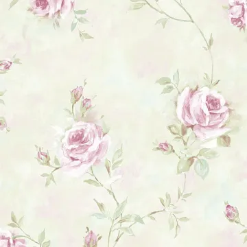 RG35740 Painted Rose Trail Wallpaper Pink, Green Garden 2 Norwall Wallcovering