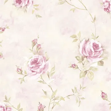 RG35741 Painted Rose Trail Wallpaper Pink, Green Garden 2 Norwall Wallcovering