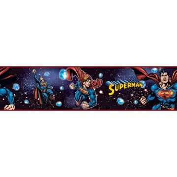 Blue Superman Peel and Stick Wallpaper Border RMK1038BCS