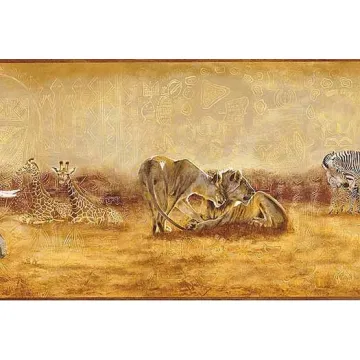 African Safari Scroll Wallpaper Border