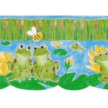 Green Froggy Friends Wallpaper Border
