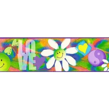 Tie Dyed Peace and Love Wallpaper Border- 2 Left