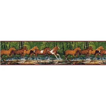 Horse Running Through The Creek Wallpaper Border