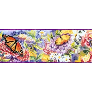 Butterfly Garden Purple Wallpaper Border