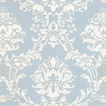 SD25646 Document Damask Wallpaper Pearl, Light Blue Stripes & Damasks 3 Norwall Wallcovering