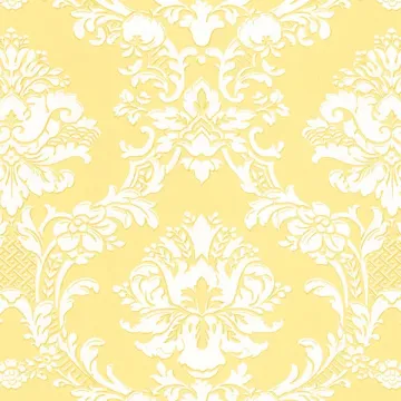 SD25650 Document Damask Wallpaper Yellow, White Stripes & Damasks 3 Norwall Wallcovering