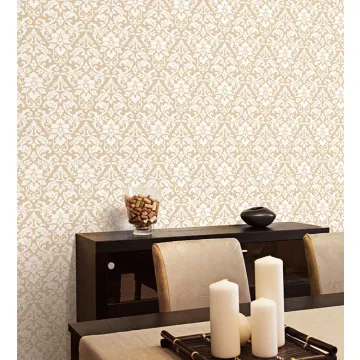 SD36119 Velvet Damask Wallpaper Beige, White Stripes & Damasks 3 Norwall Wallcovering