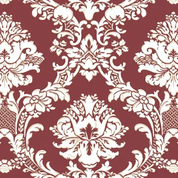 SD36121 Document Damask Wallpaper Red, White, Metallic Gold Stripes & Damasks 3 Norwall Wallcovering