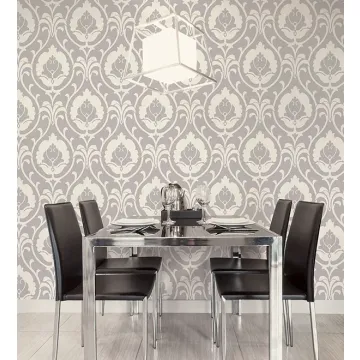 SH34514 Italian Damask Wallpaper Grey Shades Norwall Wallcovering