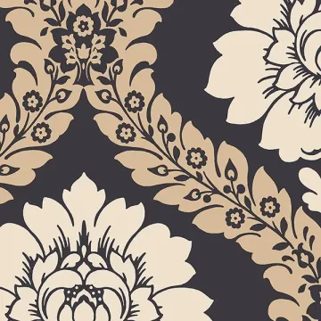 SH34520 Daisy Damask Wallpaper Black, Beige Shades Norwall Wallcovering