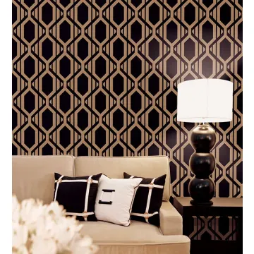 SH34549 Gatsby Wallpaper Black, Metallic Gold Shades Norwall Wallcovering