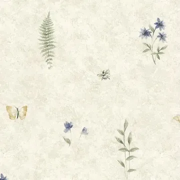 SP21157 Summer Botanical Sidewall Wallpaper Blue, Purple, Ivory Kitchen Elements Norwall Wallcovering