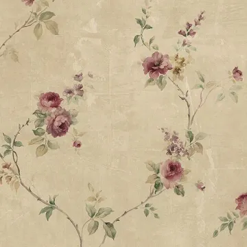 SP24430 White Wedding Trail Wallpaper Burgundy, Pink, Green Rose Garden 2 Norwall Wallcovering