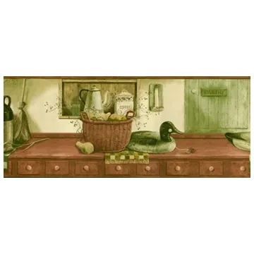 Distressed Kitchen Shelf Wallpaper Border SP764515