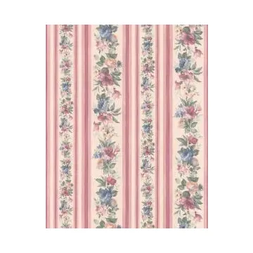 Floral Striped Wallpaper