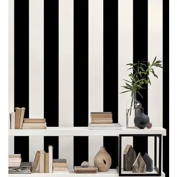 SY33937 5.25" Stripe Wallpaper Pearl, Black, White Simply Stripes 2 Norwall Wallcovering