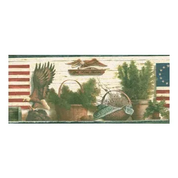 Blue Star Spangled Banner Wallpaper Border TC48051B
