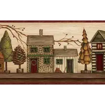 Rustic Lodge Cabin Wallpaper Border