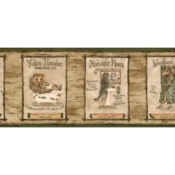 Green Wildlife Bathroom Wallpaper Border