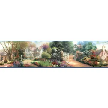 Thomas Kinkade Cottages Wallpaper Border