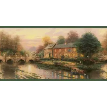 Kinkade Green Bridge Wallpaper Border
