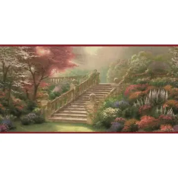 Thomas Kinkade Burgundy Stairway Border