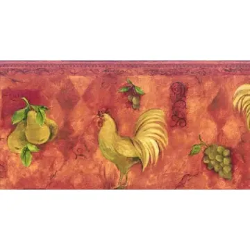 Red Rooster Fruit Wallpaper Border