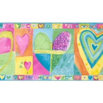 Pastel Multi-Color Hearts Wallpaper Border
