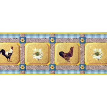Yellow Rooster Wallpaper Border