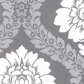 TU27124 Daisy Damask Wallpaper Metallic Silver, Grey Shades Norwall Wallcovering