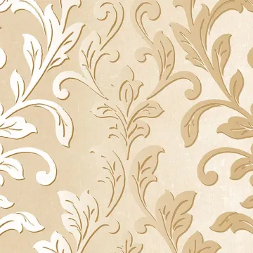 TX34842 Silver Leaf Damask Wallpaper Cream, Metallic Gold Texture Style 2 Norwall Wallcovering
