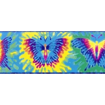 Tie Dyed Blue Butterfly Wallpaper Border