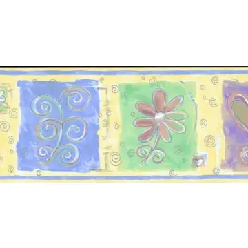 Flower Heart Swirl Pastel Wallpaper Border