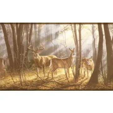 Deer Forest Scene Wallpaper Border