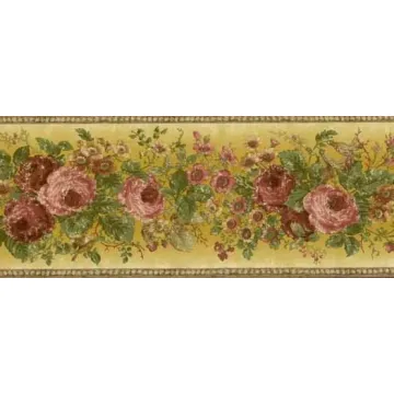 Roses and Mixed Flowers Wallpaper Border