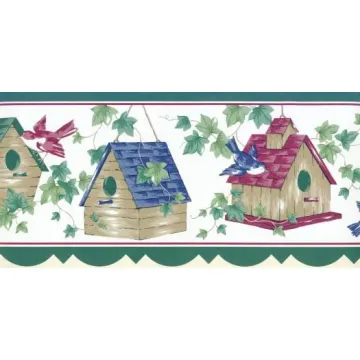 Country Birdhouse Wallpaper Border