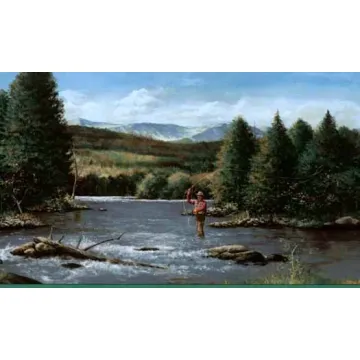 Fly Fishing In The River Wallpaper Border