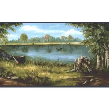 Rowboat on the Lake Wallpaper Border